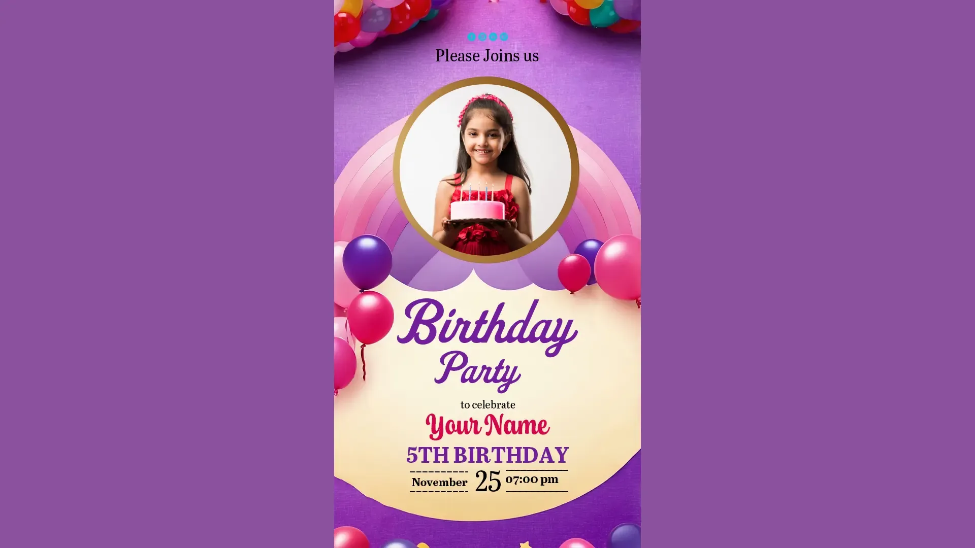 Colorful Birthday Party Invitation with Photo Instagram Story Design image